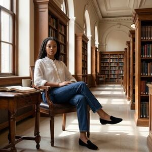 LL Bean Linen Poet Blouse Mandarin Collar Small